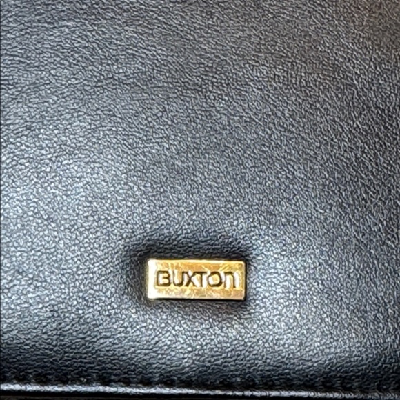 BUXTON Classic Black Leather Crossbody Purse, Wallet, With Mirror - Picture 3 of 13